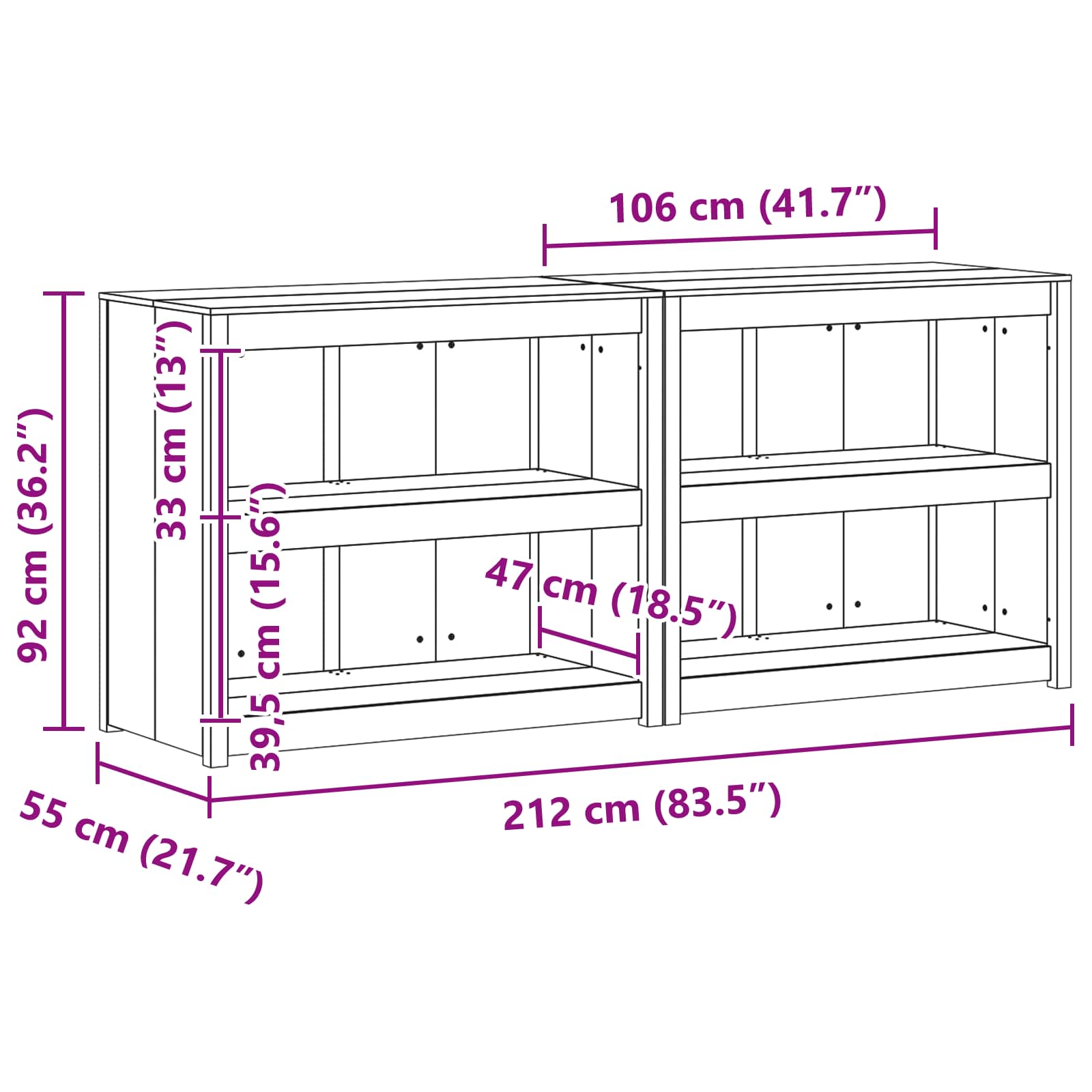 Buitenkeukenkast MEPPEL 2 pcs Wit 212 x 55 x 92 cm