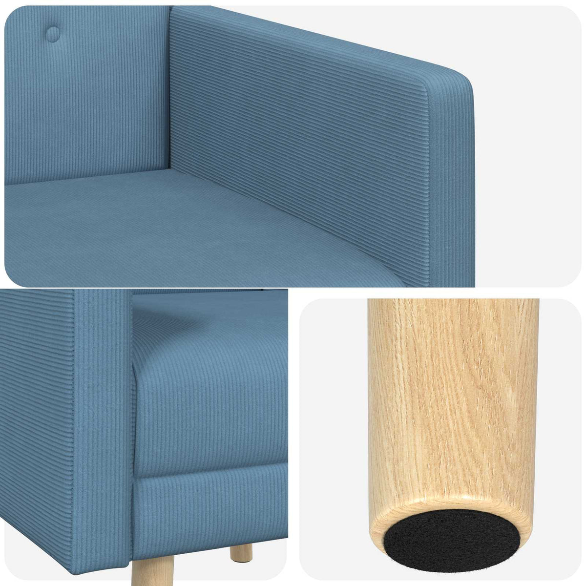 Accentstoel Blauw Ribstof