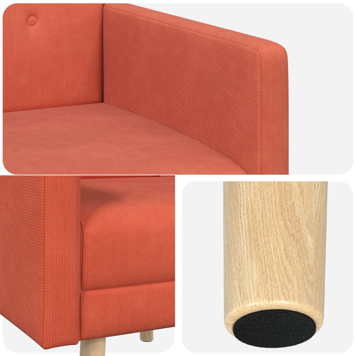 Accentstoel Rood-oranje Ribstof