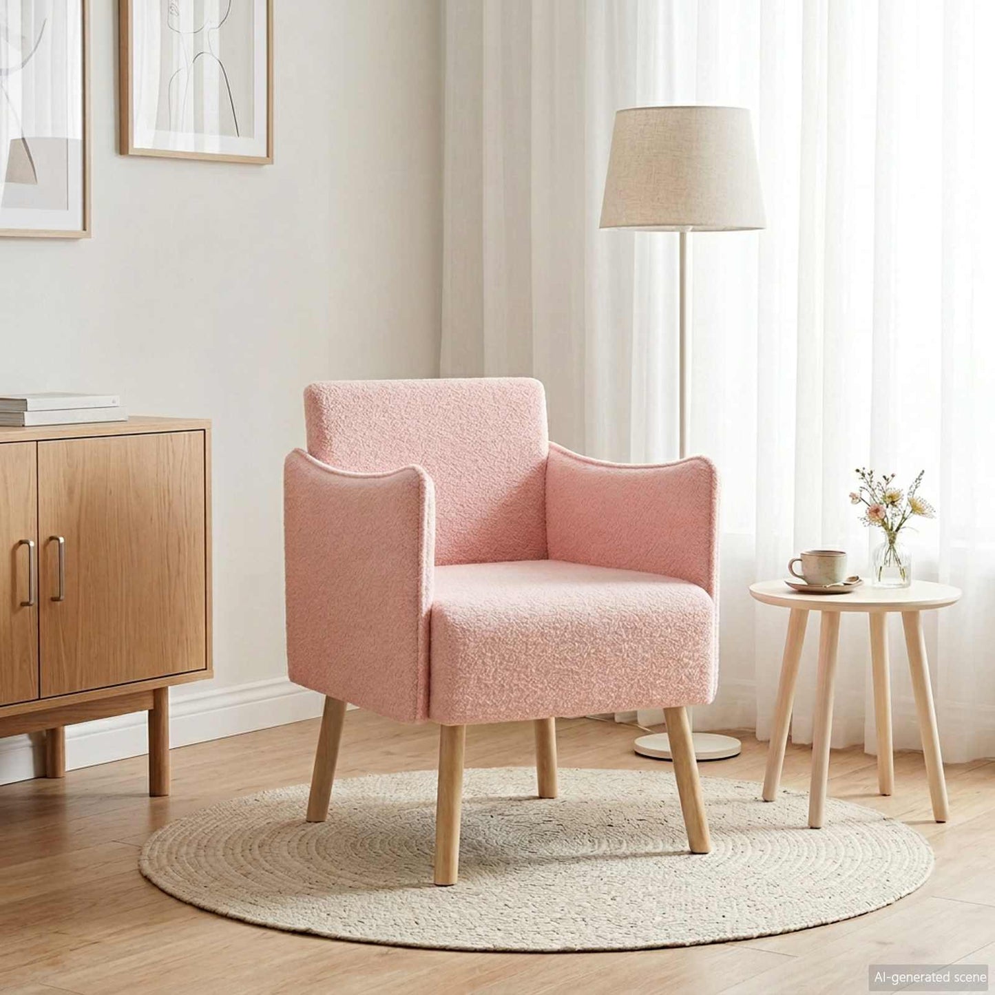 Accentstoel Roze Bouclé