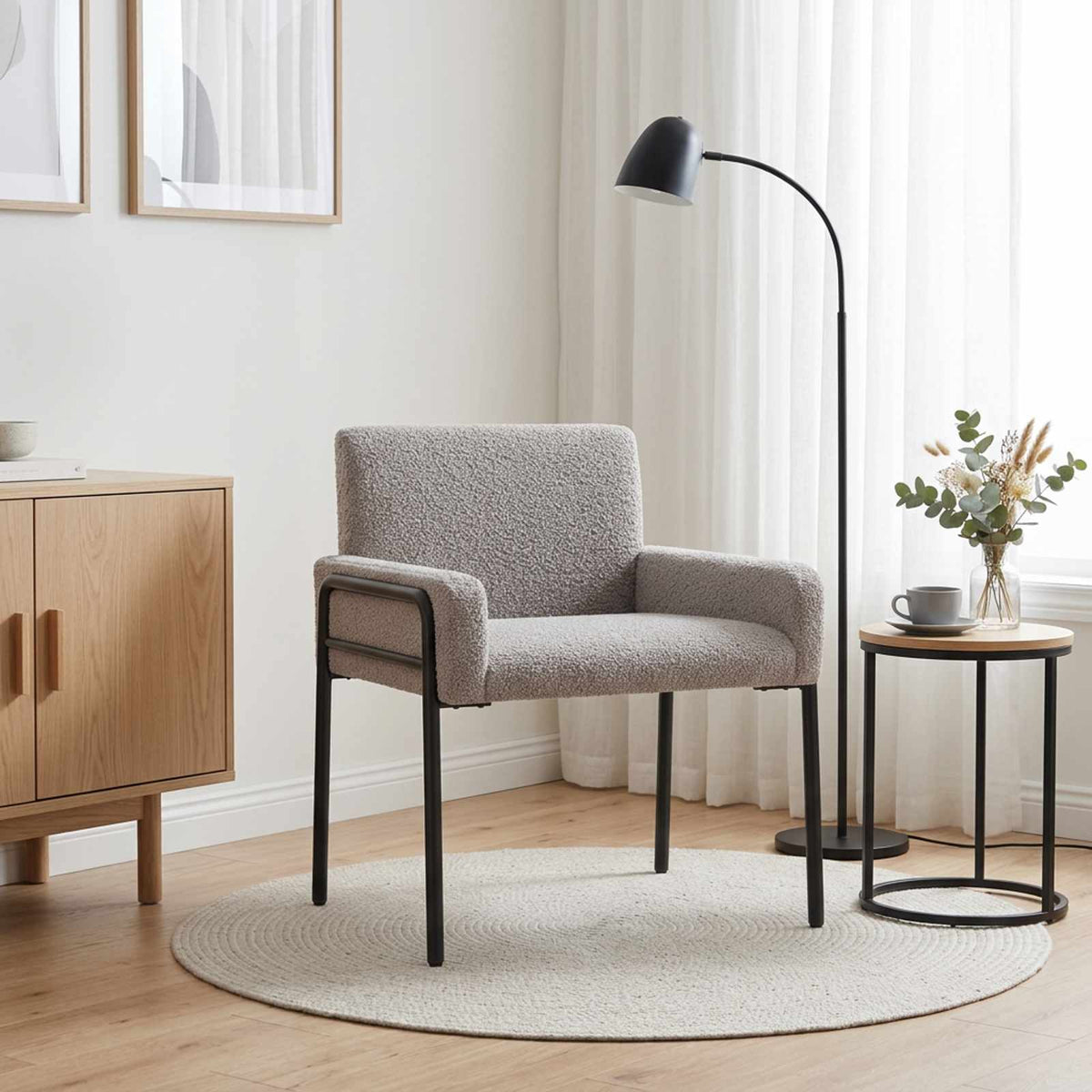 Accentstoel Lichtgrijs Bouclé
