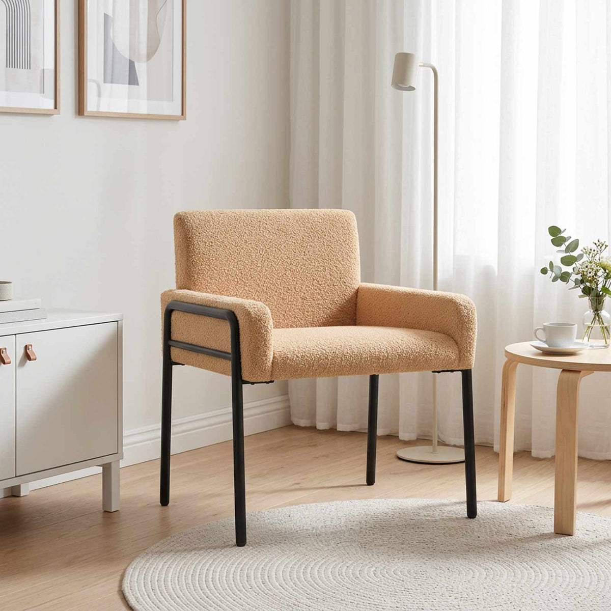 Accentstoel Beige Bouclé