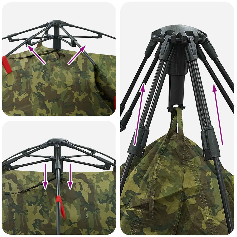 Vis tent Snelle Vrijgave 4-persoons Lichte Camouflage