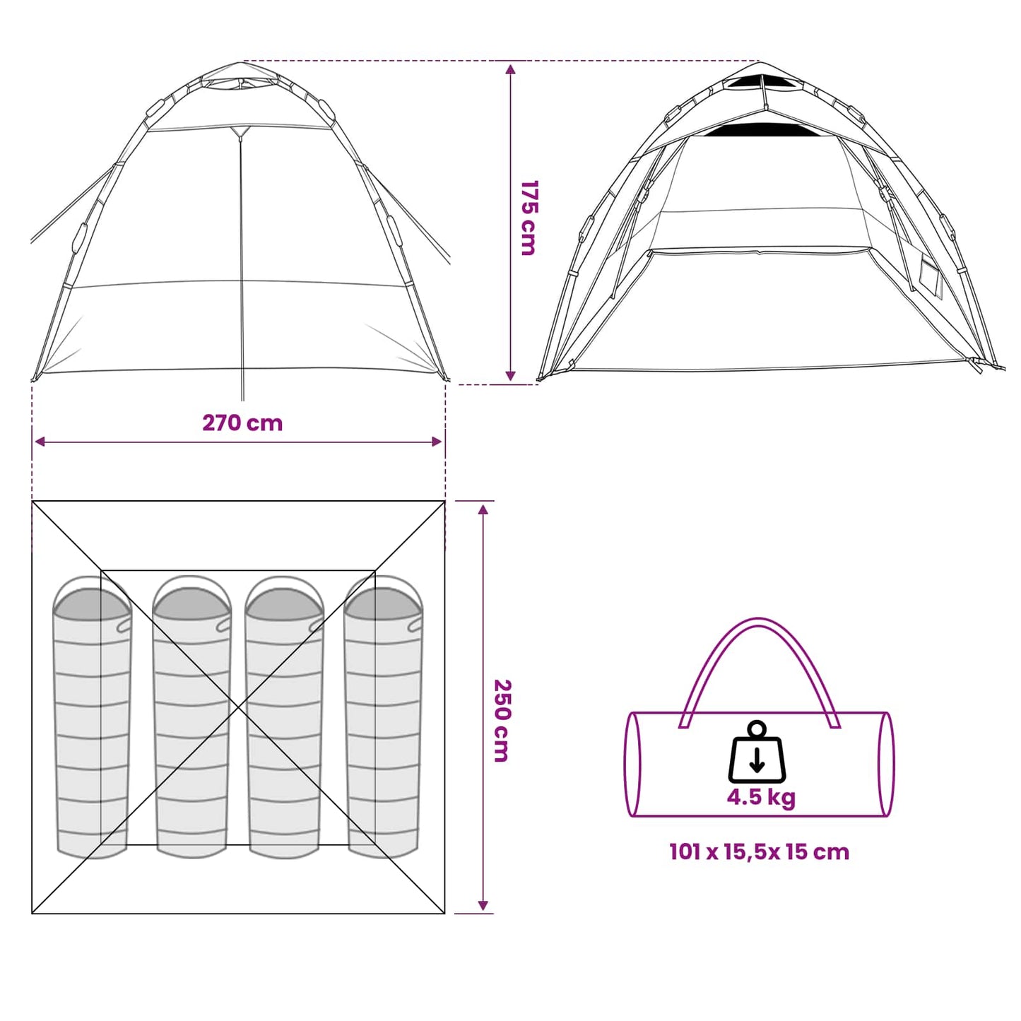 Vis tent Snelle Vrijgave 4-persoons Lichte Camouflage
