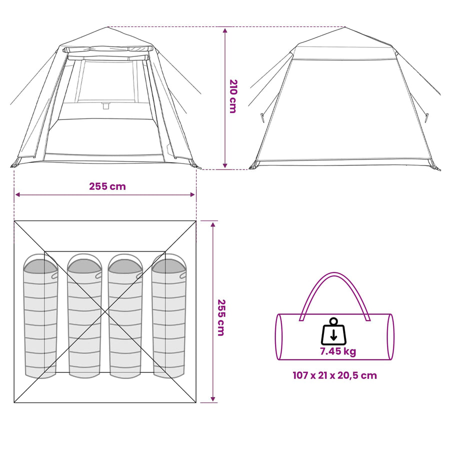 Vis tent Snelle Vrijgave -persoons 4-persoons Lichte Camouflage