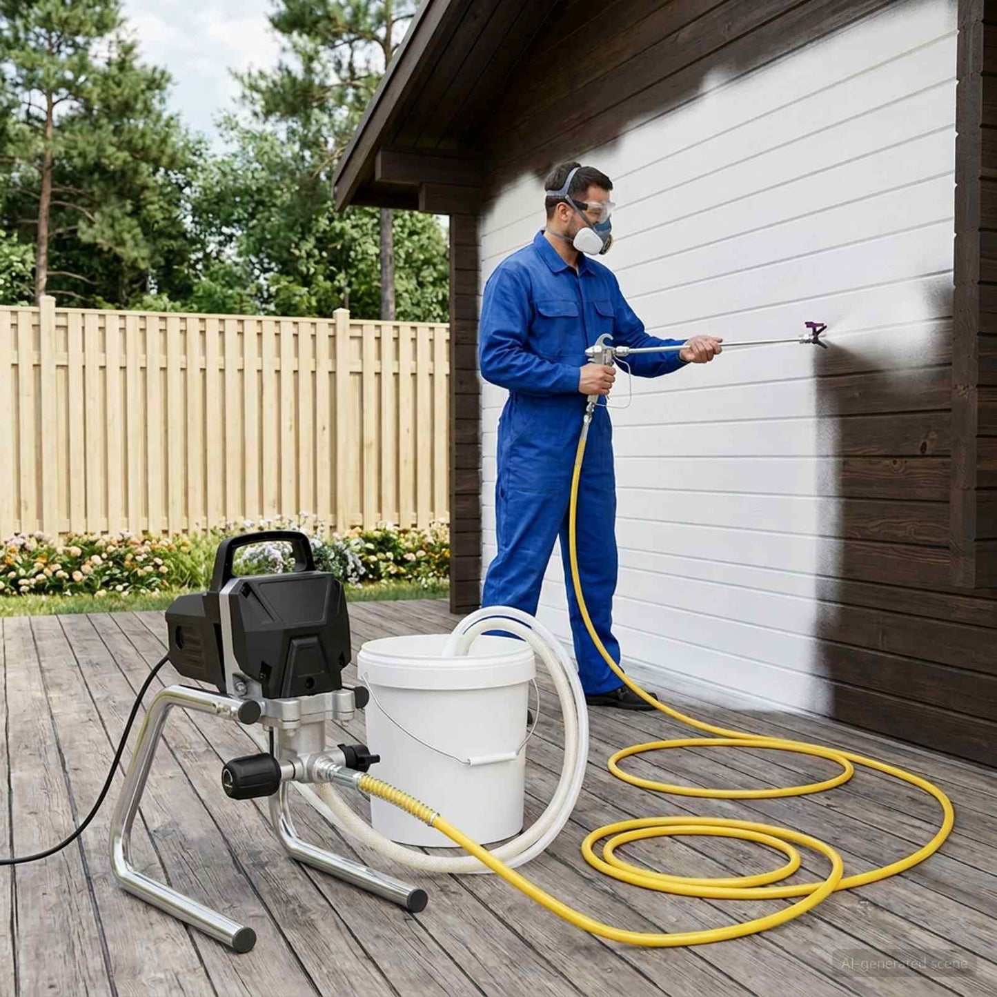 Airless Verfspuit 10 m spuitslang 220V 2L/min 227 bar Zwart