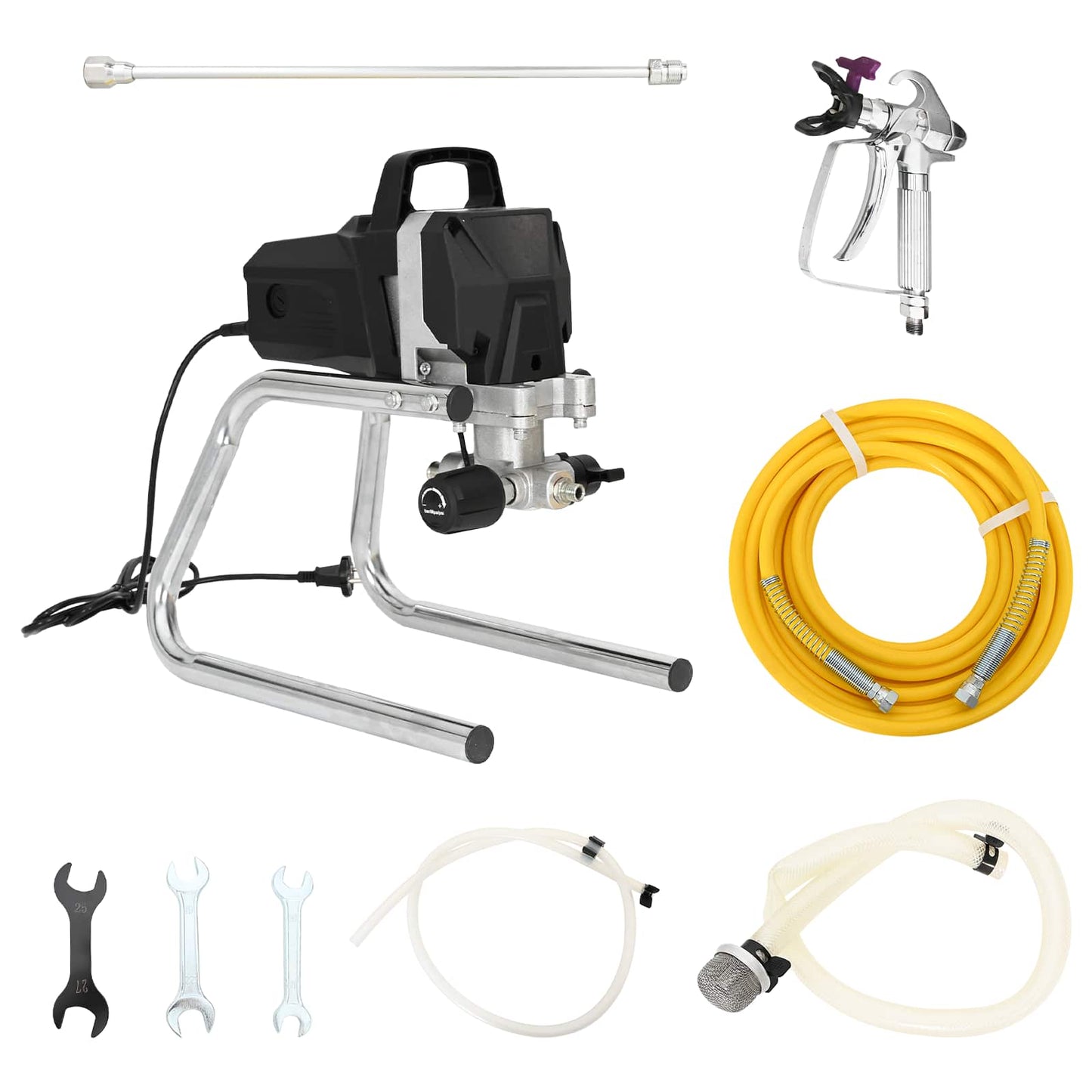 Airless Verfspuit 10 m spuitslang 220V 2L/min 227 bar Zwart