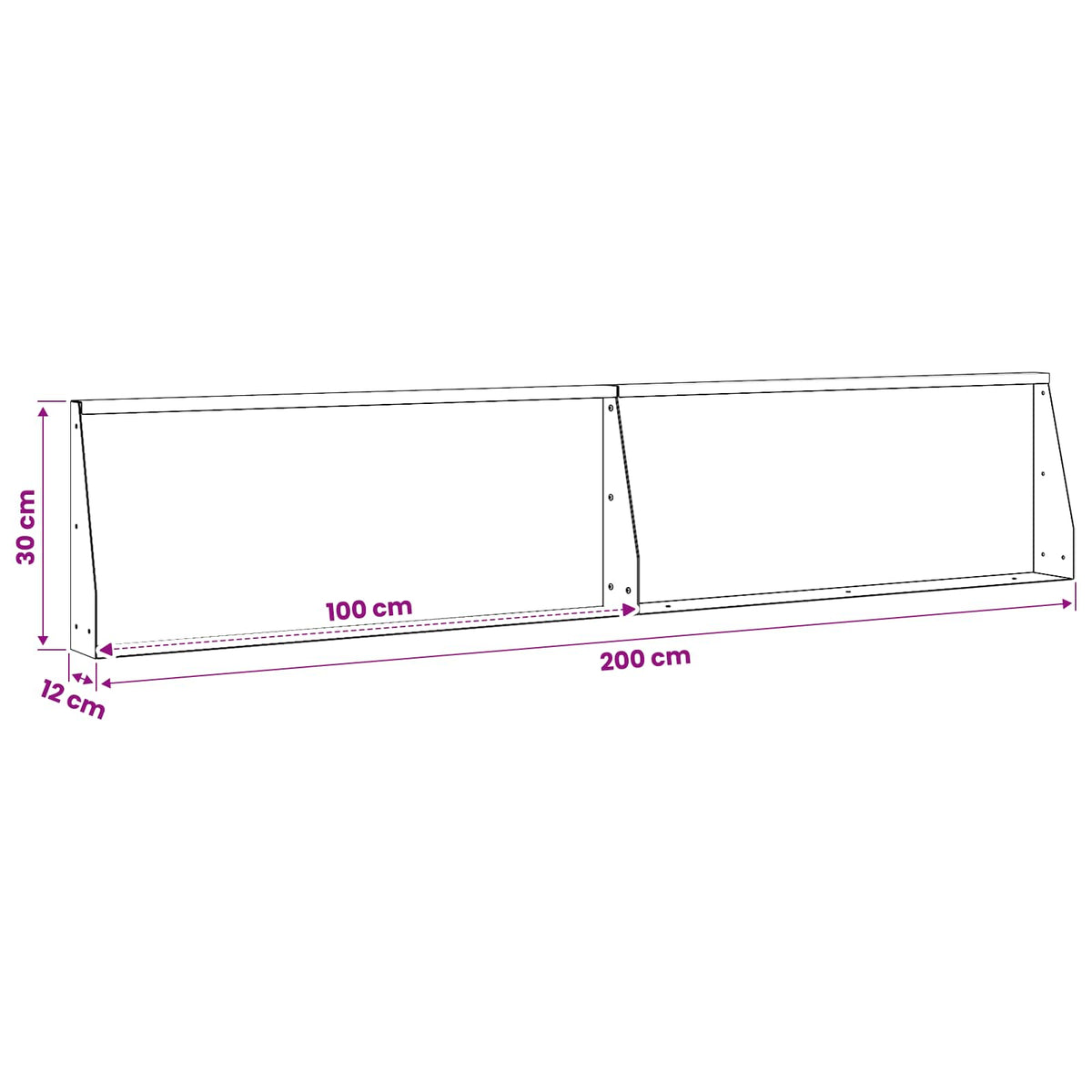 Keerwand 2 st 100 x 12 x 30 cm Staal Wit