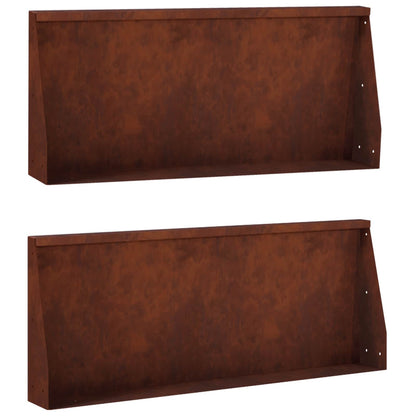 Keerwand 2 st 100 x 12 x 30 cm weervast staal Roestkleurig