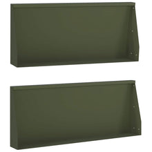 Keerwand 2 st 100 x 12 x 40 cm Staal Olijfgroen
