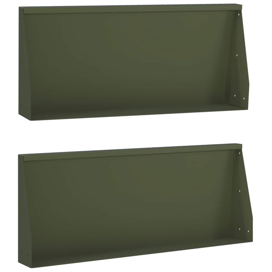 Keerwand 2 st 100 x 12 x 40 cm Staal Olijfgroen