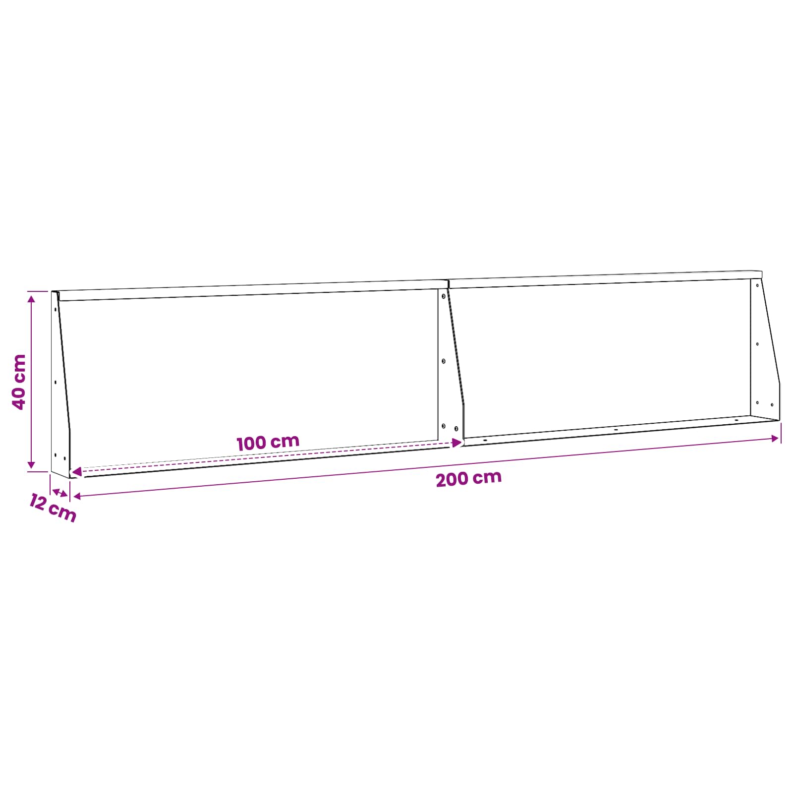 Keerwand 2 st 100 x 12 x 40 cm Roestvrij staal zilver