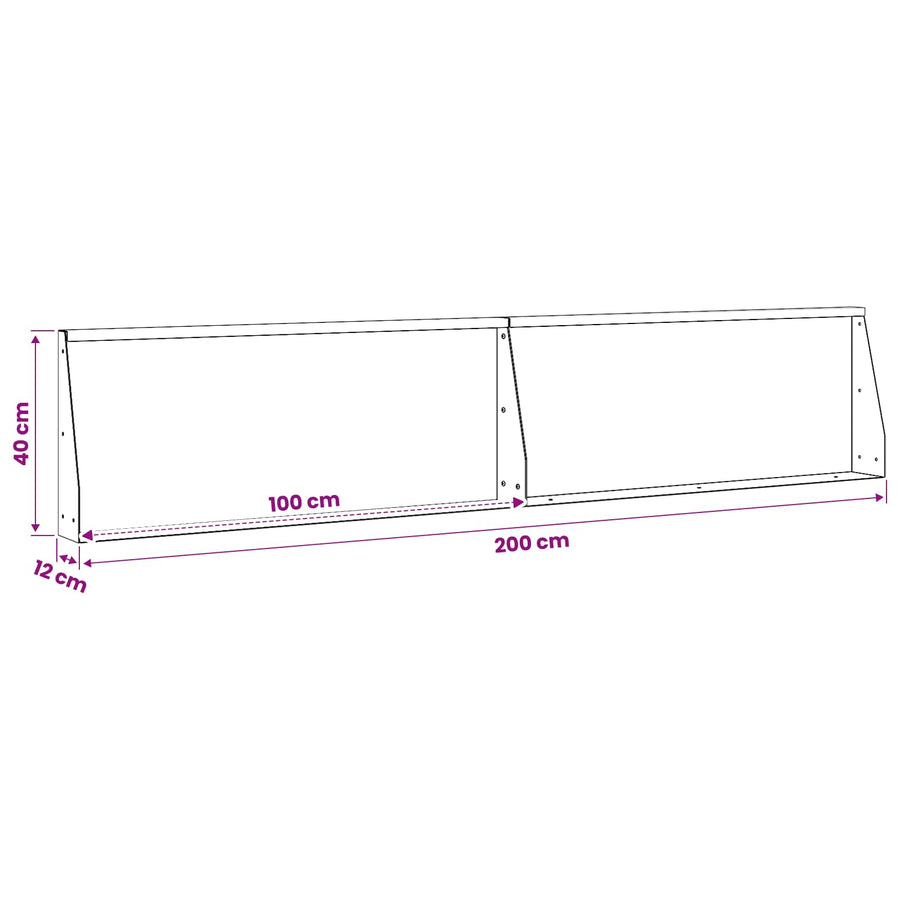 Keerwand 2 st 100 x 12 x 40 cm Roestvrij staal zilver