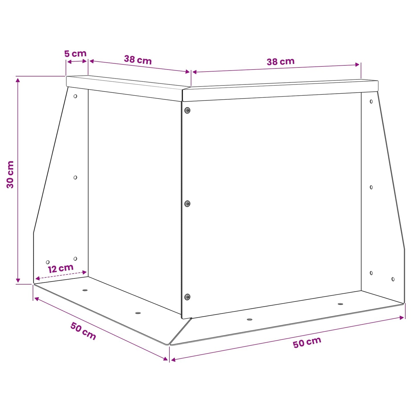 Keerwand 50 x 50 x 30 cm Staal Zwart