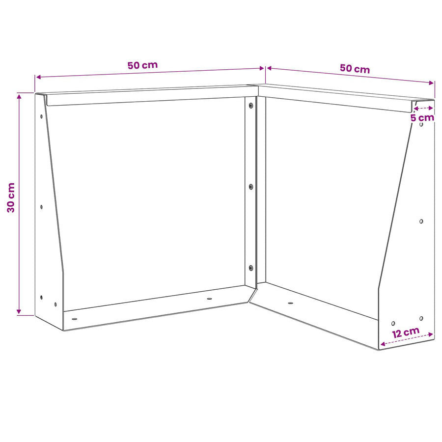Keerwand 50 x 50 x 30 cm Staal Zwart