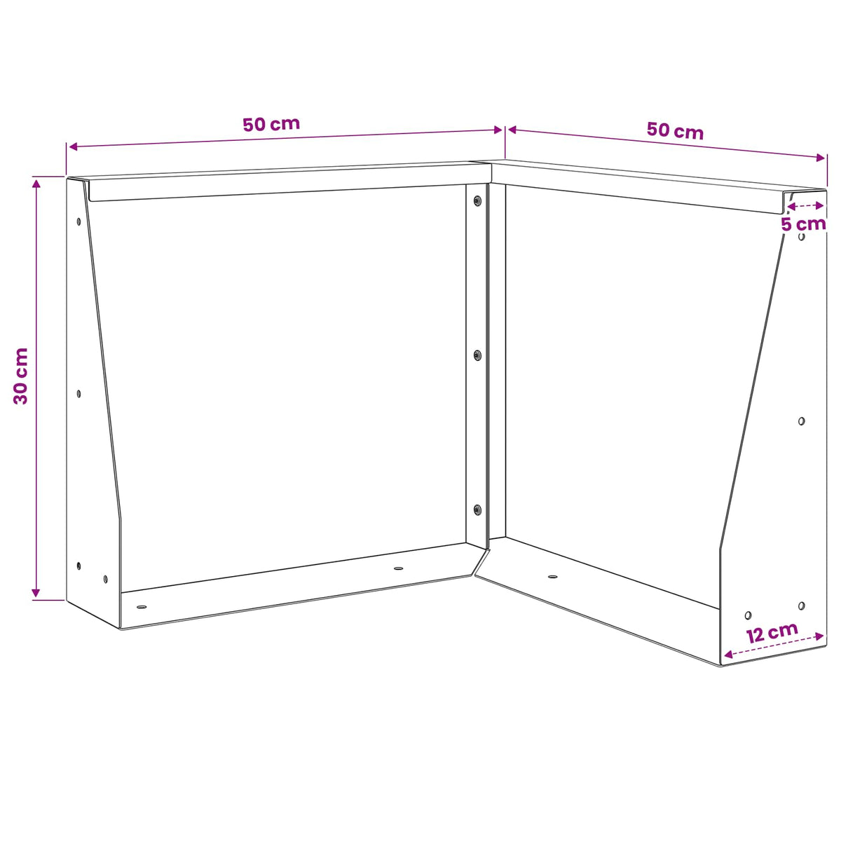 Keerwand 2 st 50 x 50 x 30 cm Staal Antraciet