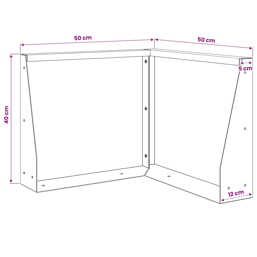 Keerwand 50 x 50 x 40 cm Staal Zwart