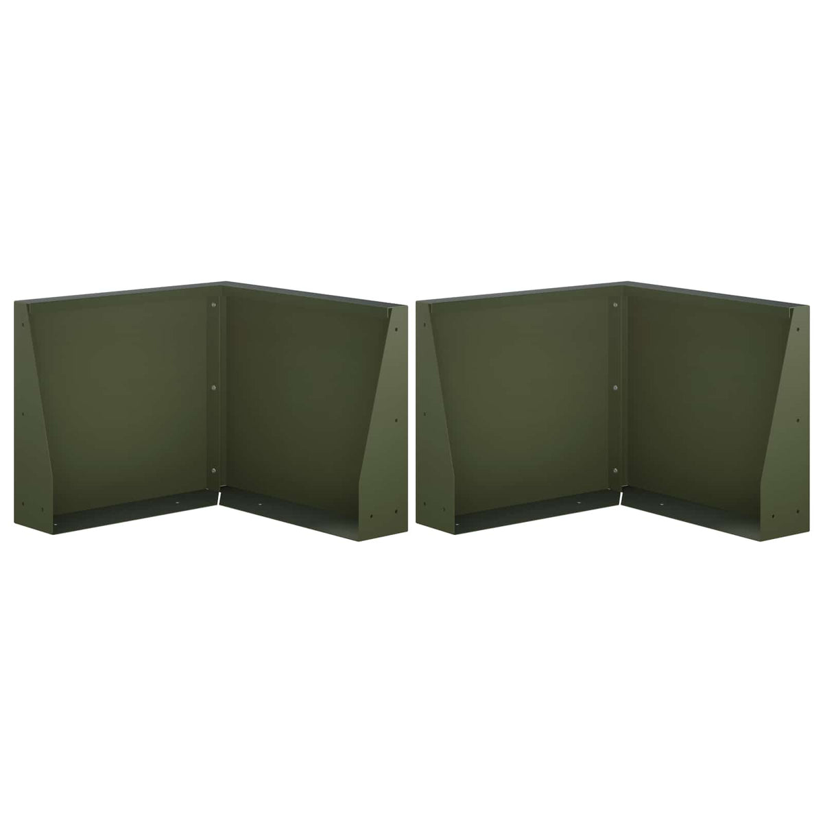Keerwand 2 st 50 x 50 x 40 cm Staal Olijfgroen