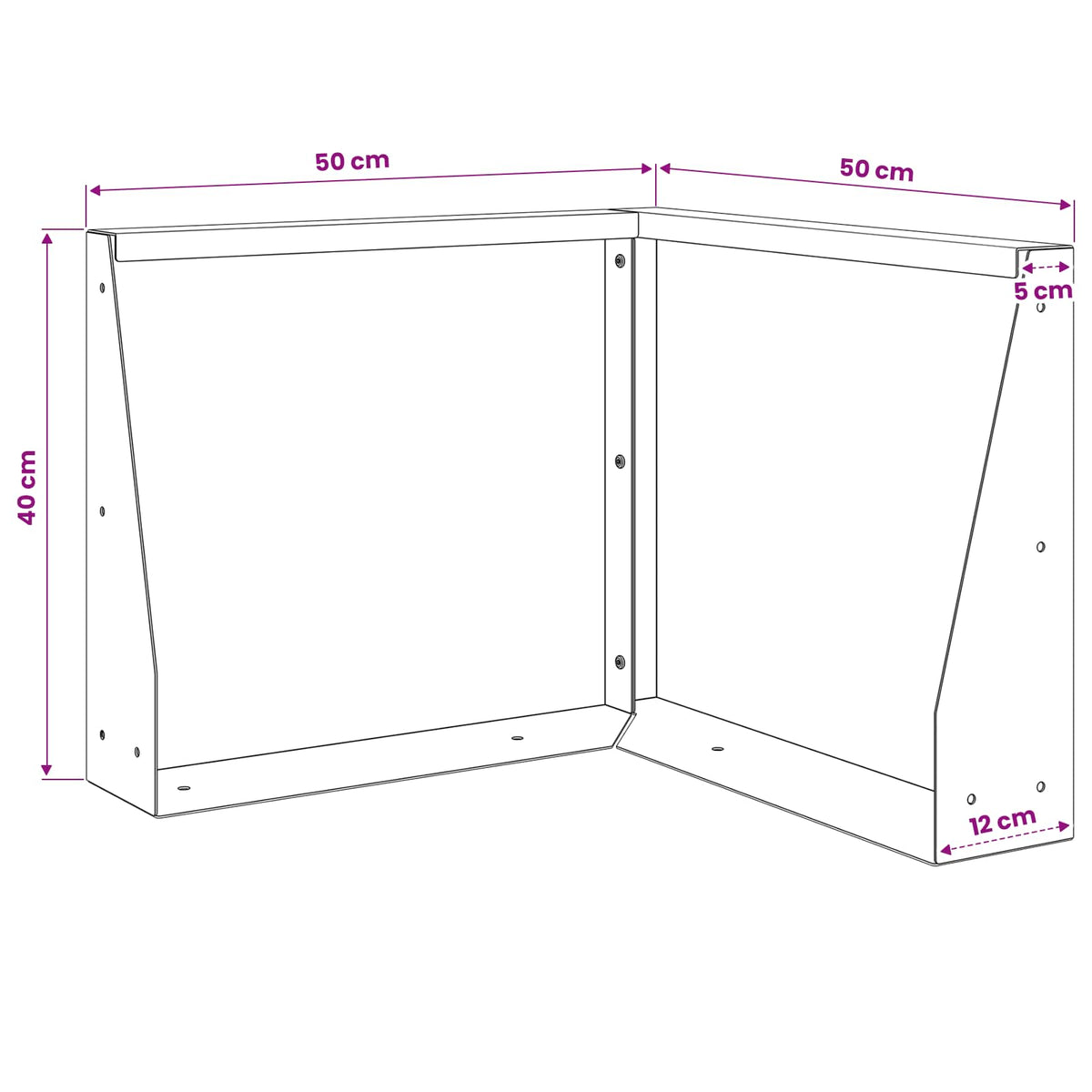 Keerwand 2 st 50 x 50 x 40 cm Roestvrij staal zilver