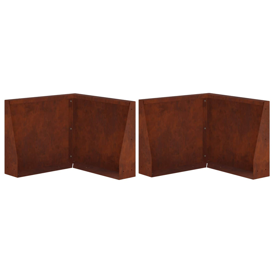 Keerwand 2 st 50 x 50 x 40 cm weervast staal Roestkleurig