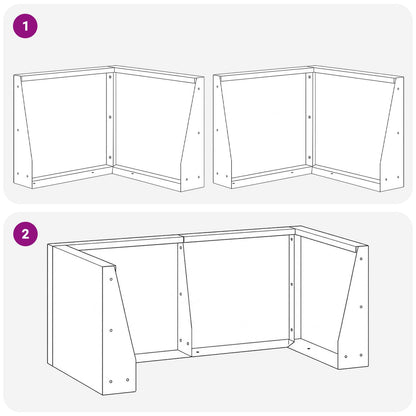 Keerwand 2 st 50 x 50 x 50 cm Staal Zwart