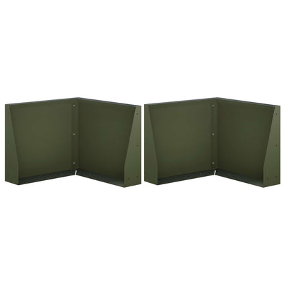 Keerwand 2 st 50 x 50 x 50 cm Staal Olijfgroen