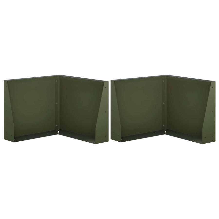 Keerwand 2 st 50 x 50 x 50 cm Staal Olijfgroen