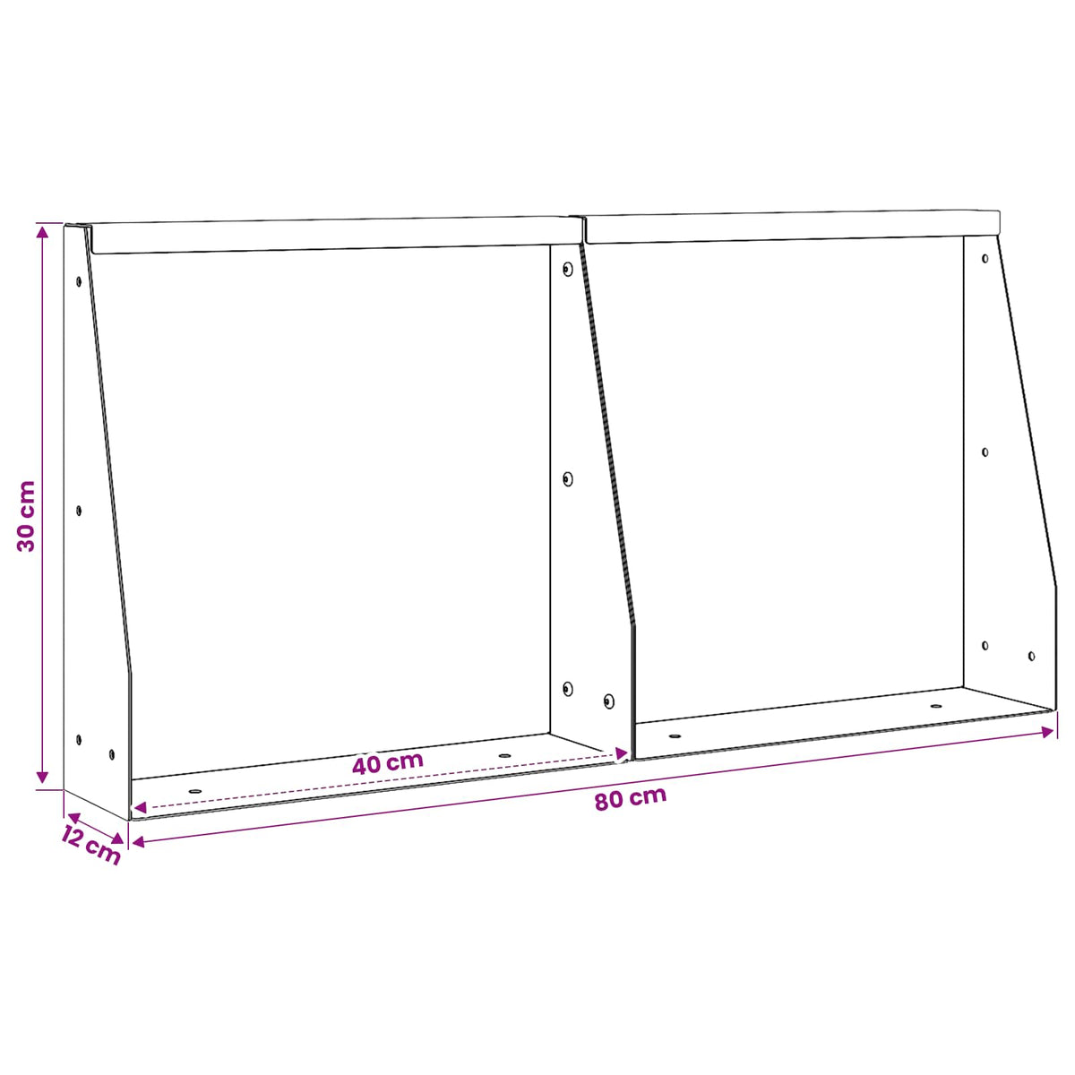 Keerwand 2 st 40 x 12 x 30 cm Staal Wit