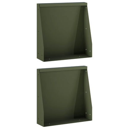 Keerwand 2 st 40 x 12 x 40 cm Staal Olijfgroen