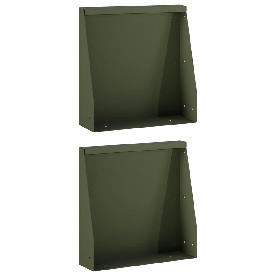 Keerwand 2 st 40 x 12 x 40 cm Staal Olijfgroen
