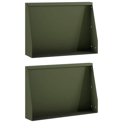 Keerwand 2 st 60 x 12 x 30 cm Staal Olijfgroen
