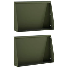 Keerwand 2 st 60 x 12 x 40 cm Staal Olijfgroen