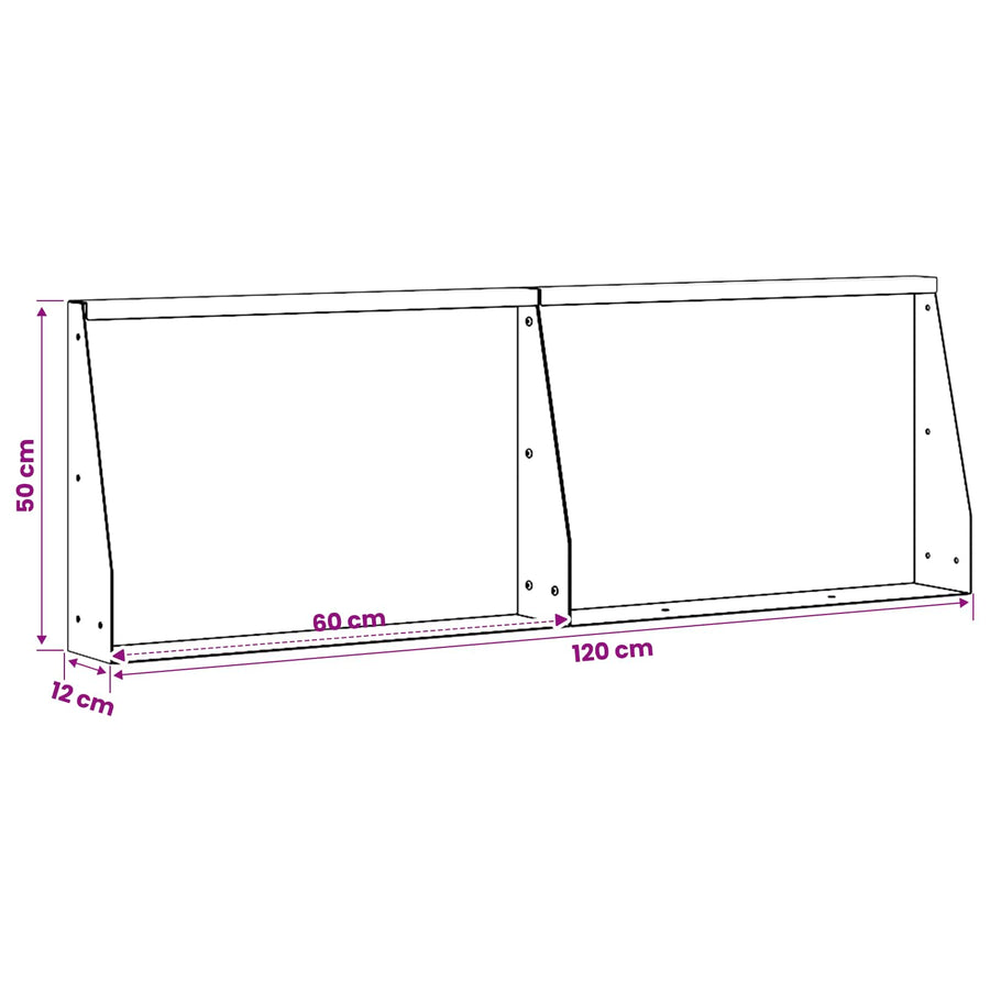Keerwand 2 st 60 x 12 x 50 cm Staal Wit