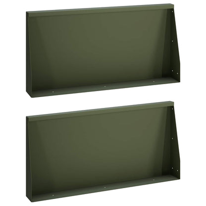 Keerwand 2 st 80 x 12 x 50 cm Staal Olijfgroen
