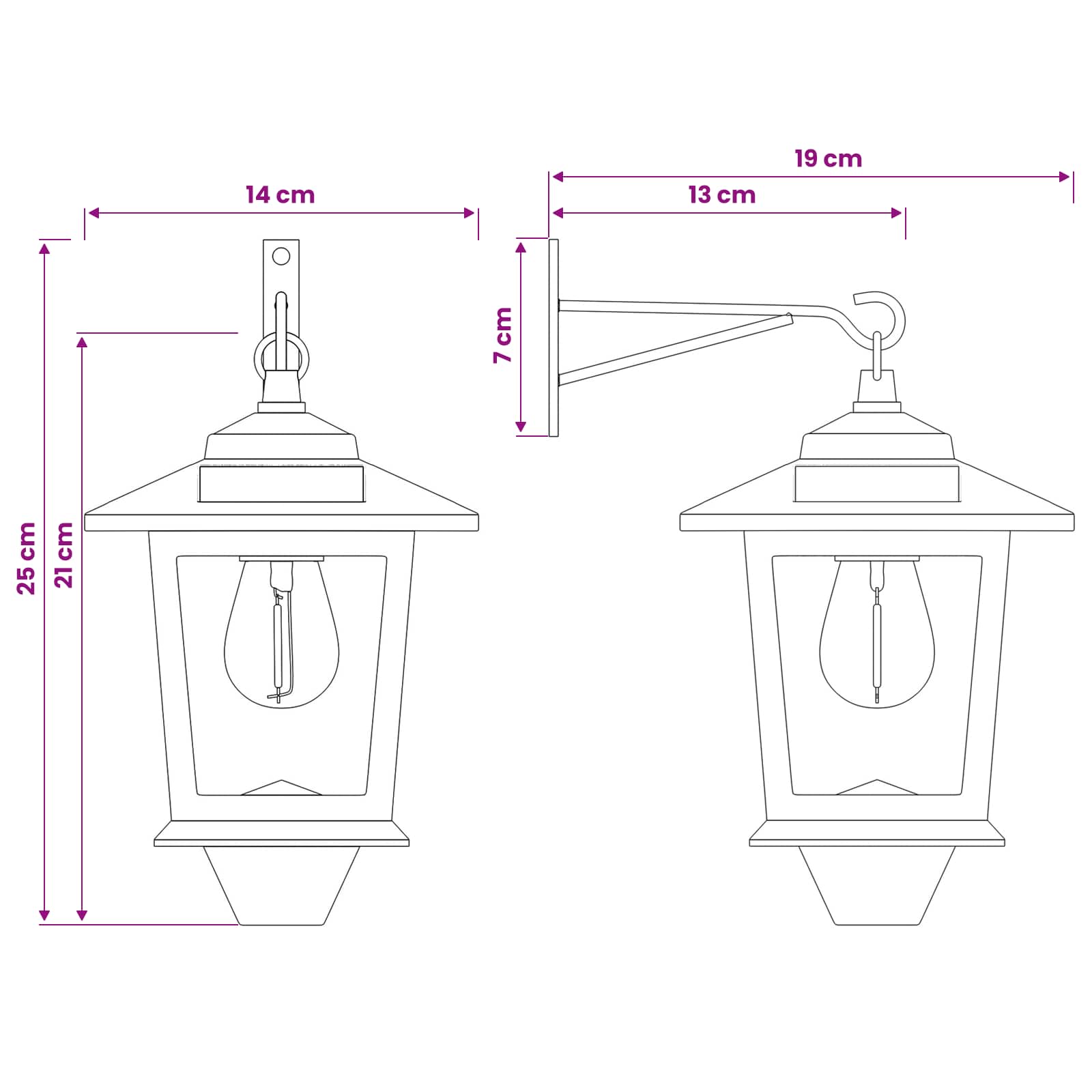 Wandlamp with LED Bulb 2 st Zwart 19 x 14 x 25 cm RVS en ABS