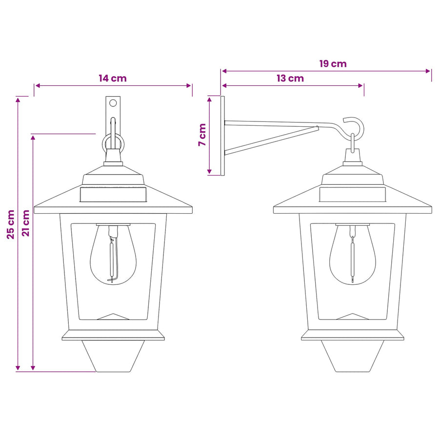 Wandlamp with LED Bulb 2 st Zwart 19 x 14 x 25 cm RVS en ABS
