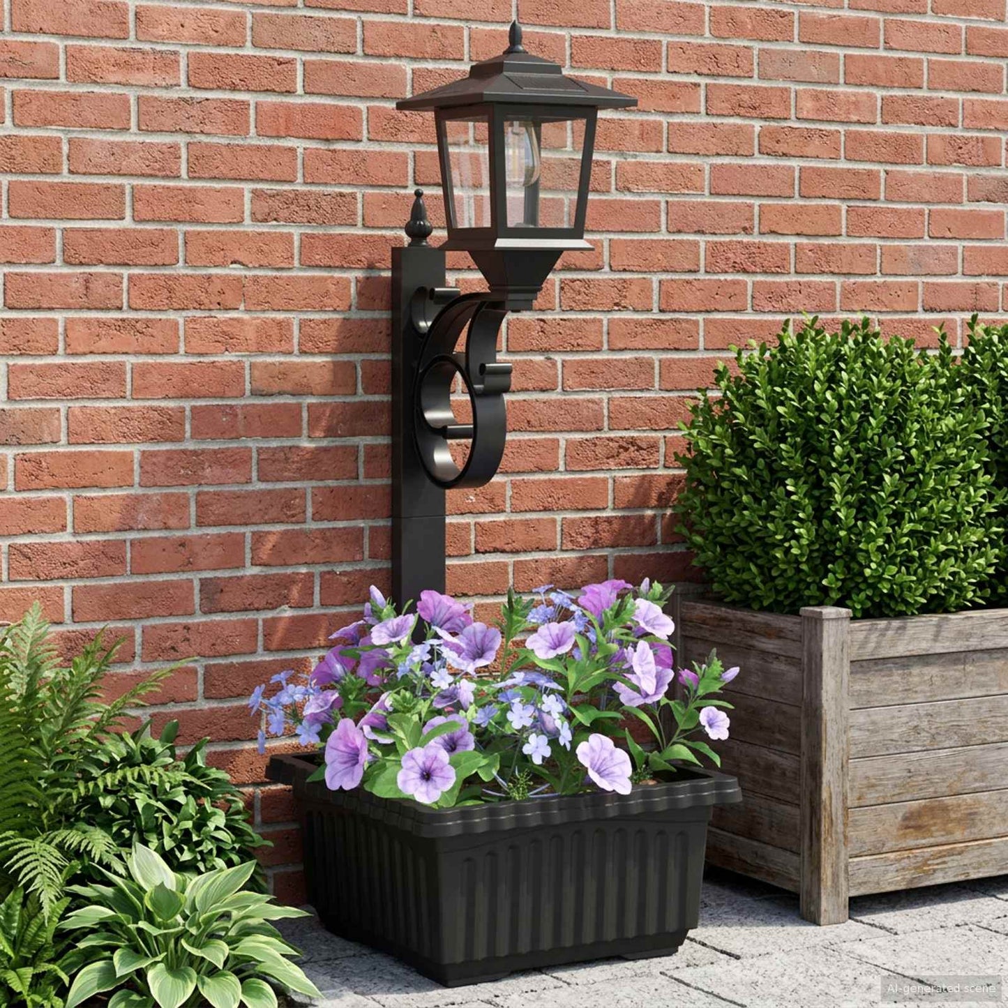Bollard Light met Plantenbak Zwart 29 x 28 x 74 cm ABS en PP