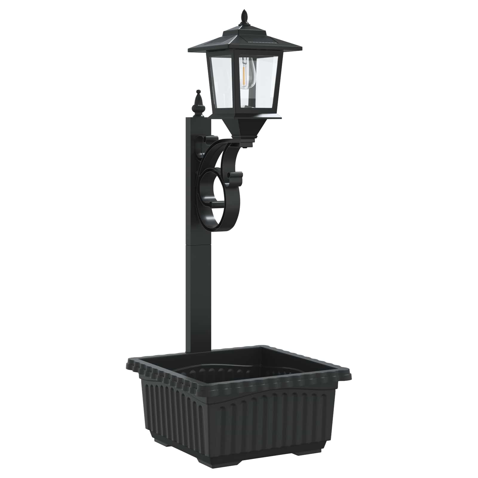 Bollard Light met Plantenbak Zwart 29 x 28 x 74 cm ABS en PP