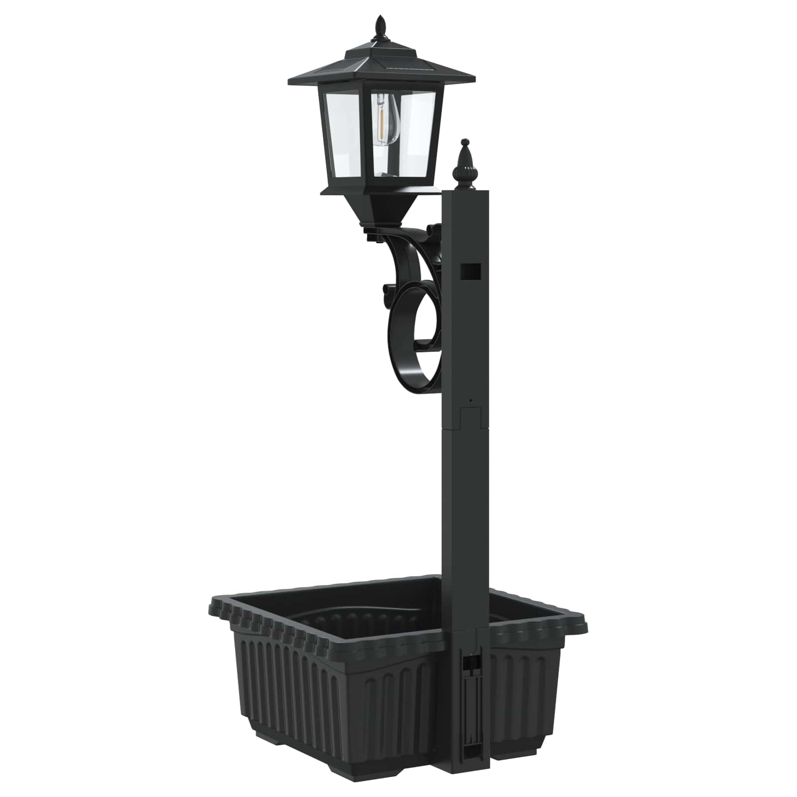 Bollard Light met Plantenbak Zwart 29 x 28 x 74 cm ABS en PP