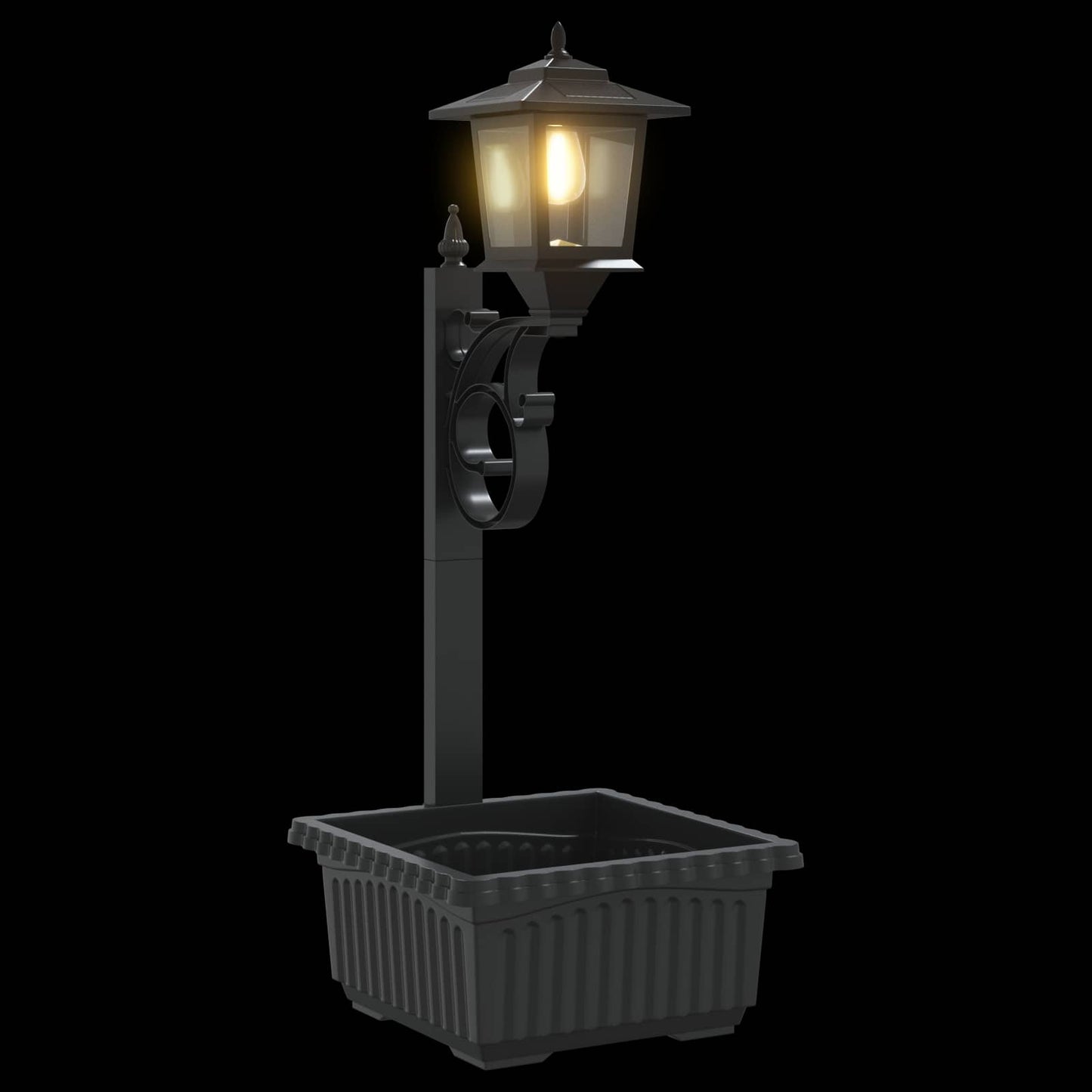 Bollard Light met Plantenbak Zwart 29 x 28 x 74 cm ABS en PP