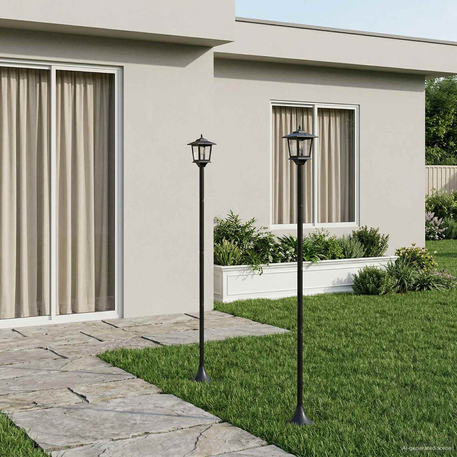 Lantaarnpaal Set 2 st Zwart 16 x 16 x 156 cm RVS en ABS