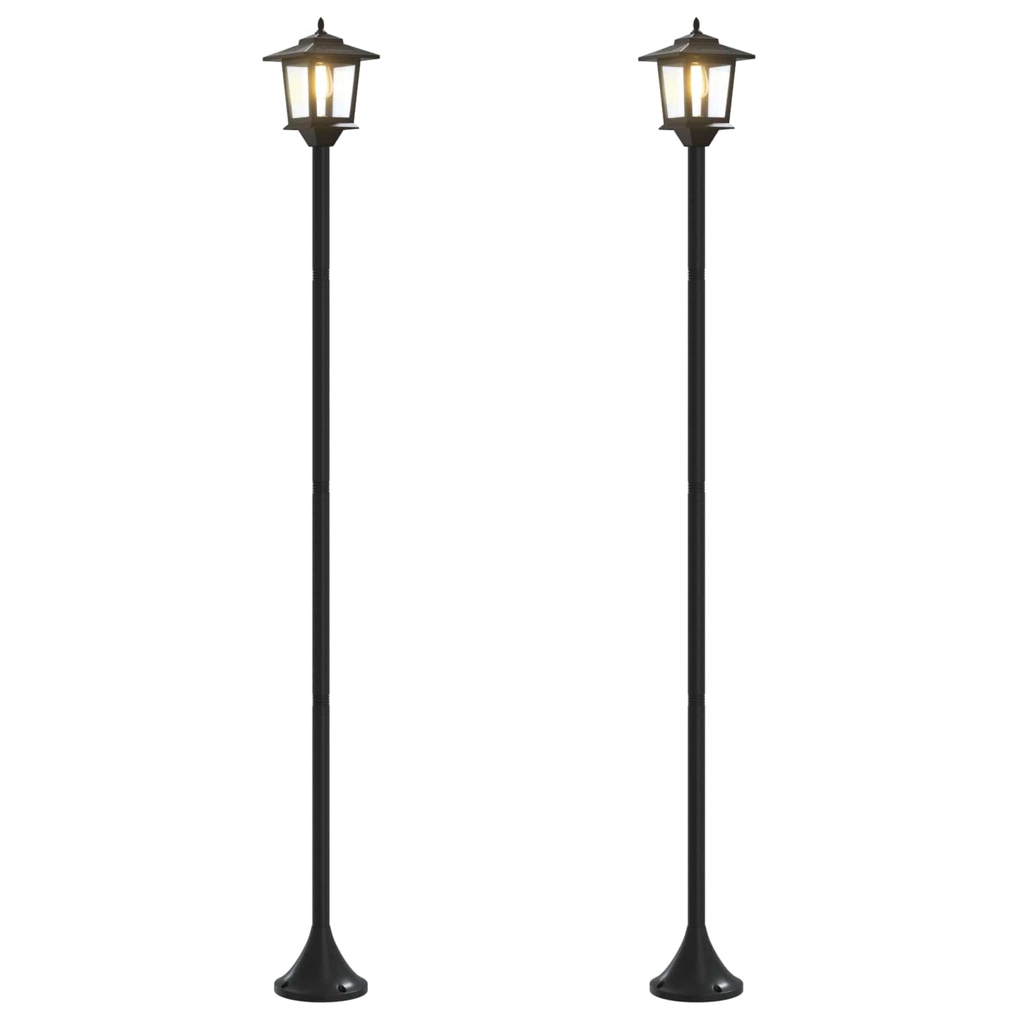 Lantaarnpaal Set 2 st Zwart 16 x 16 x 156 cm RVS en ABS