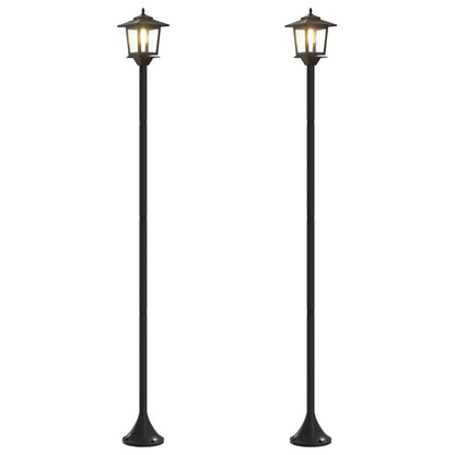Lantaarnpaal Set 2 st Zwart 16 x 16 x 156 cm RVS en ABS