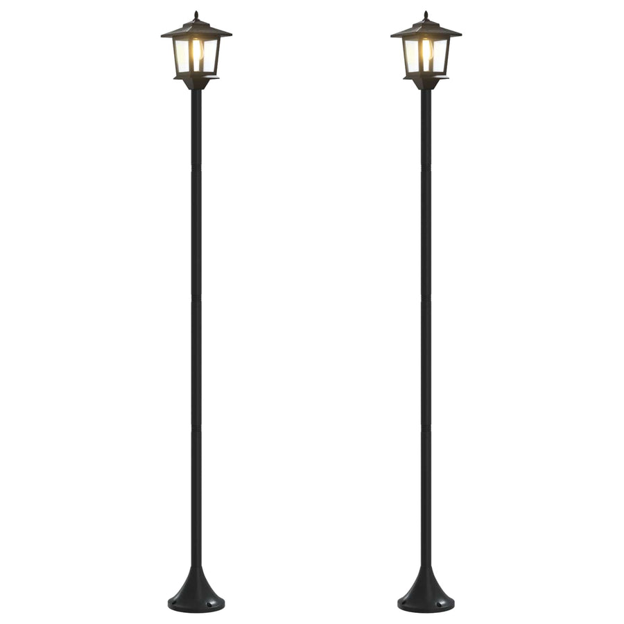 Lantaarnpaal Set 2 st Zwart 16 x 16 x 156 cm RVS en ABS