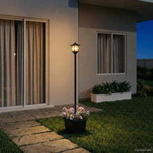 Solarlantaarnpaal met plantenbak warm wit 32 x 32 x 158 cm