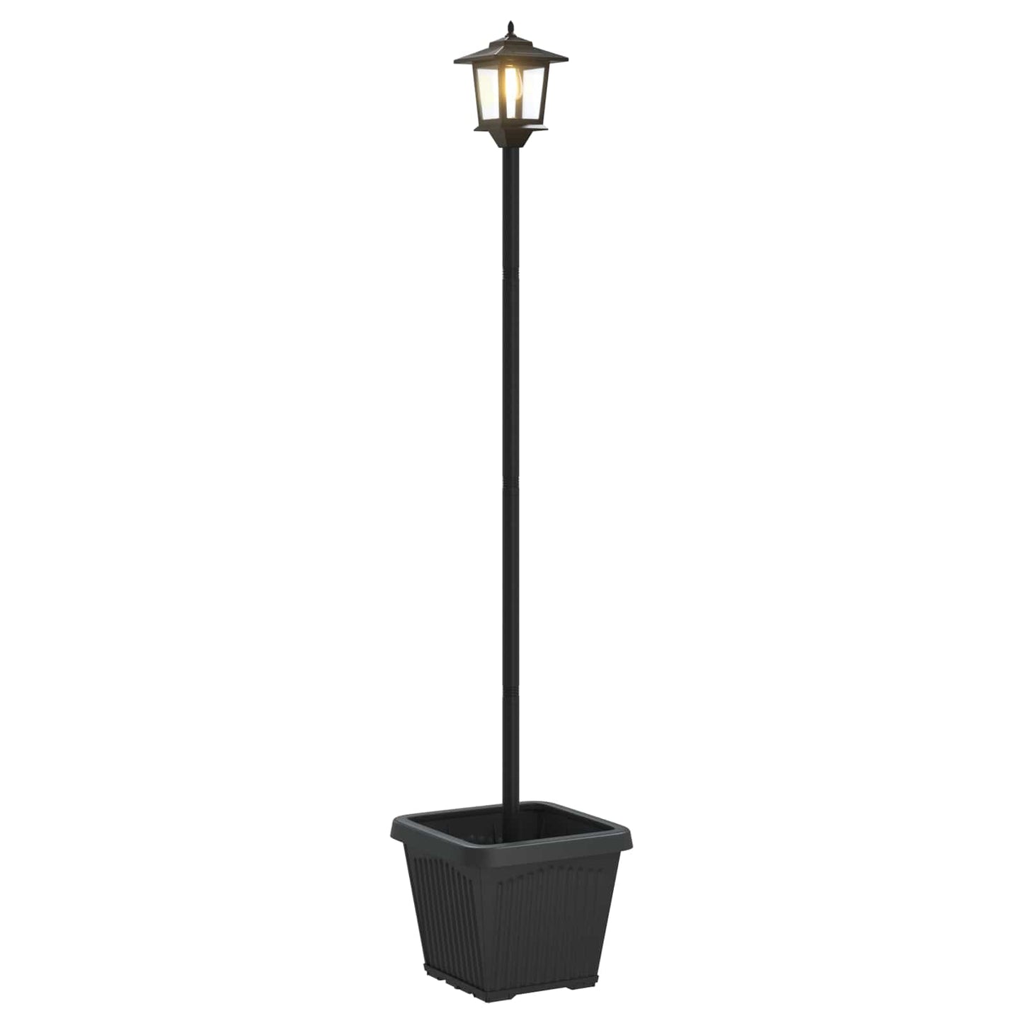 Solarlantaarnpaal met plantenbak warm wit 32 x 32 x 158 cm