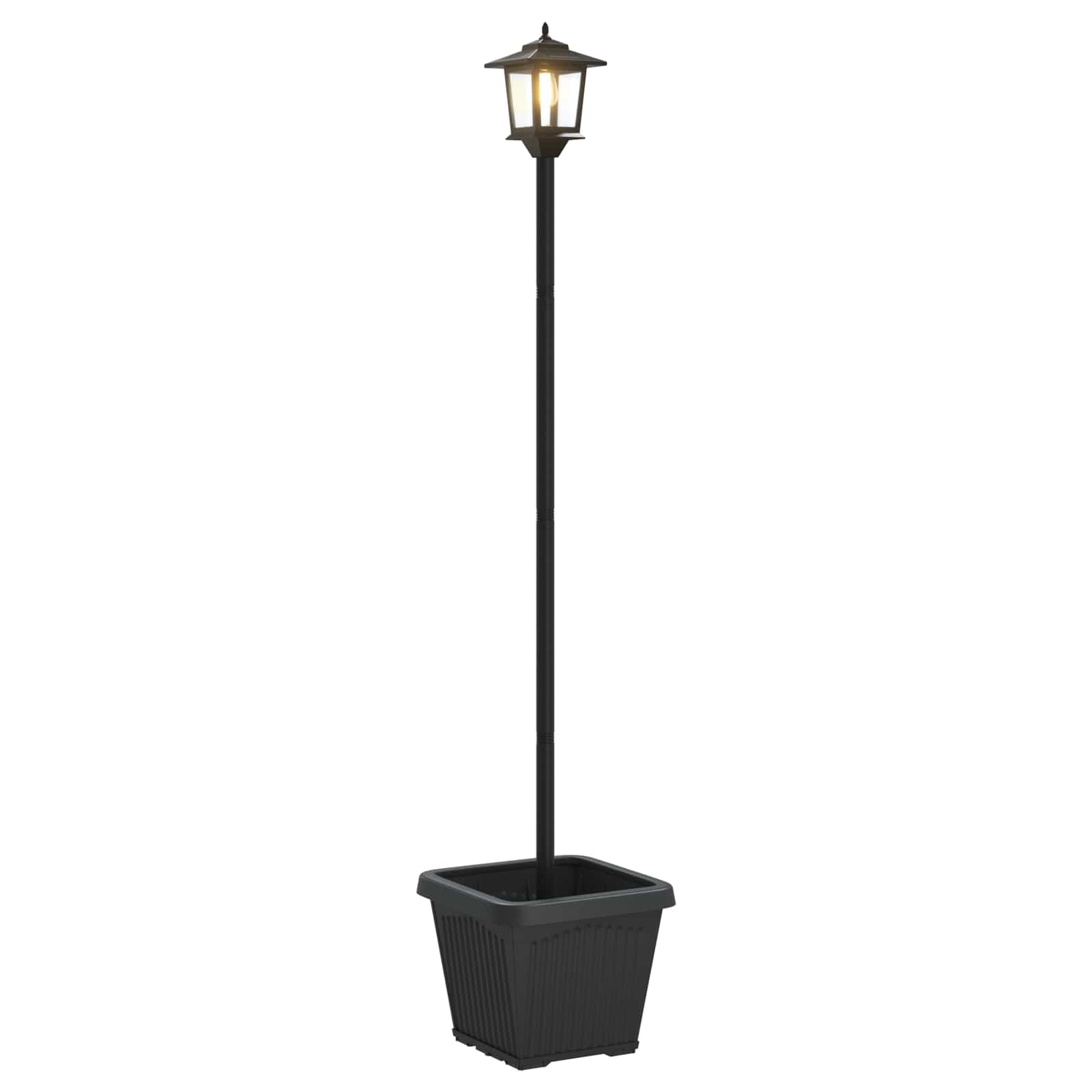 Solarlantaarnpaal met plantenbak warm wit 32 x 32 x 158 cm