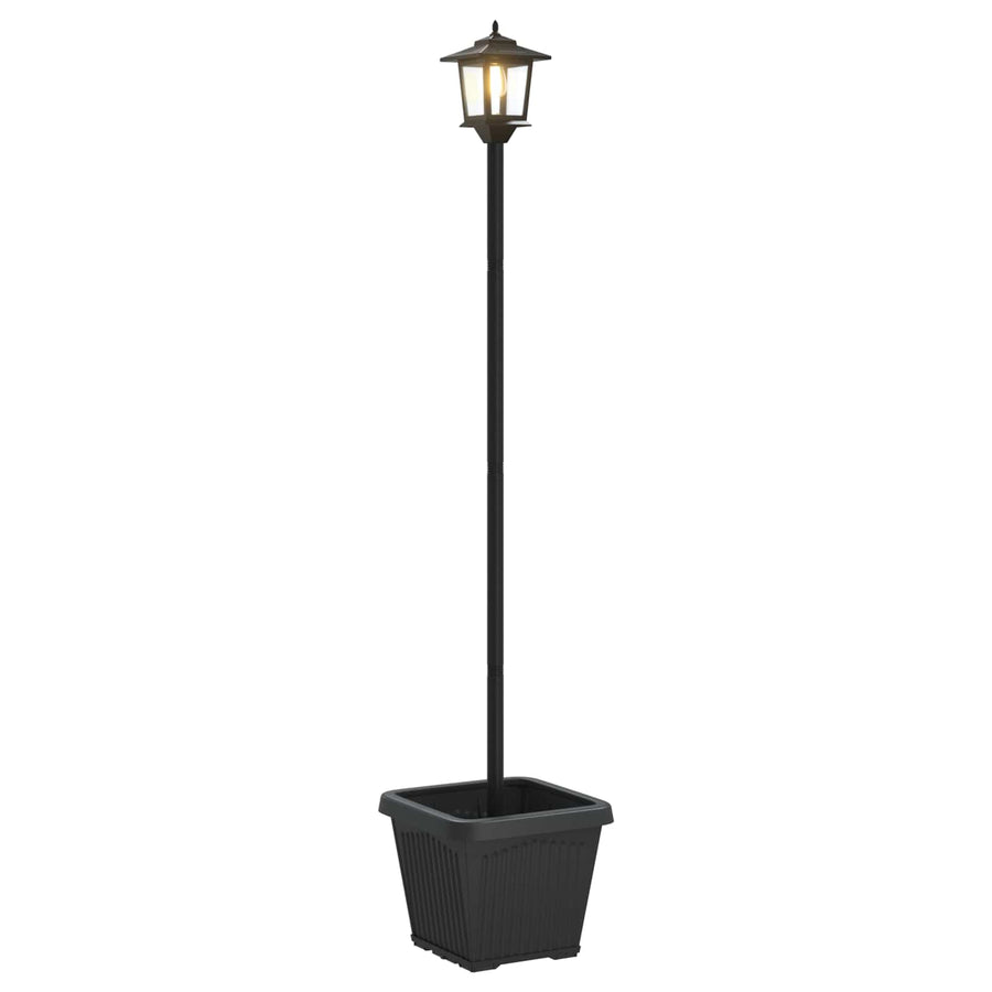 Solarlantaarnpaal met plantenbak warm wit 32 x 32 x 158 cm