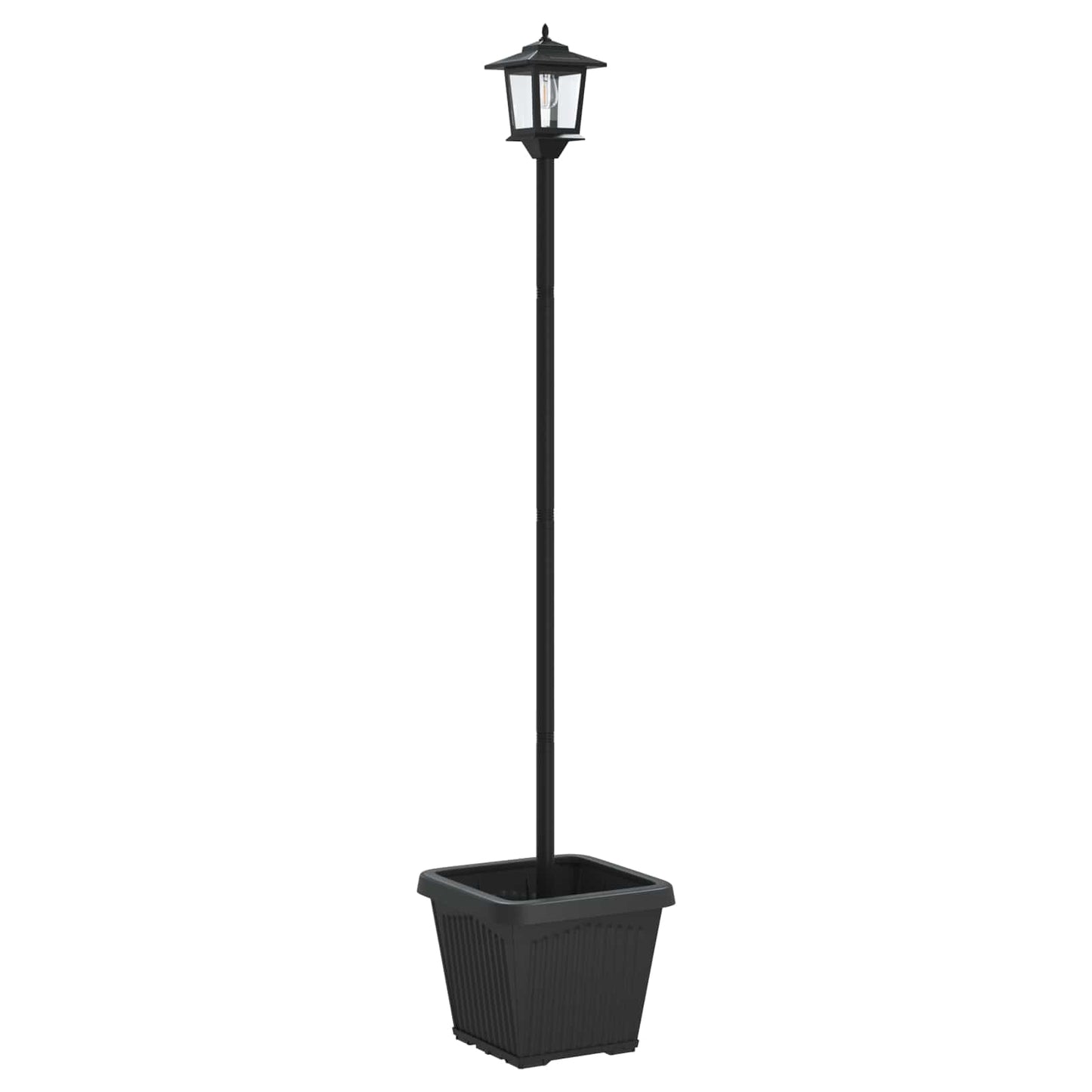 Solarlantaarnpaal met plantenbak warm wit 32 x 32 x 158 cm