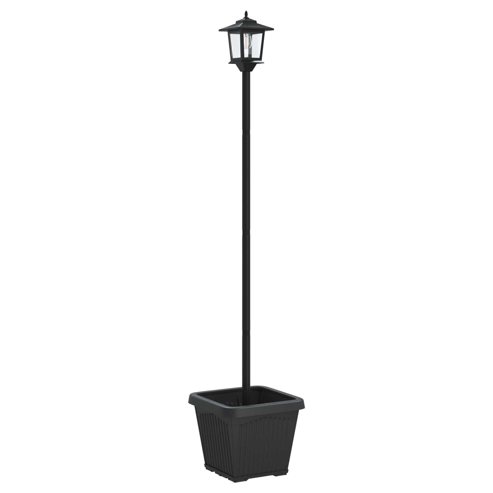 Solarlantaarnpaal met plantenbak warm wit 32 x 32 x 158 cm